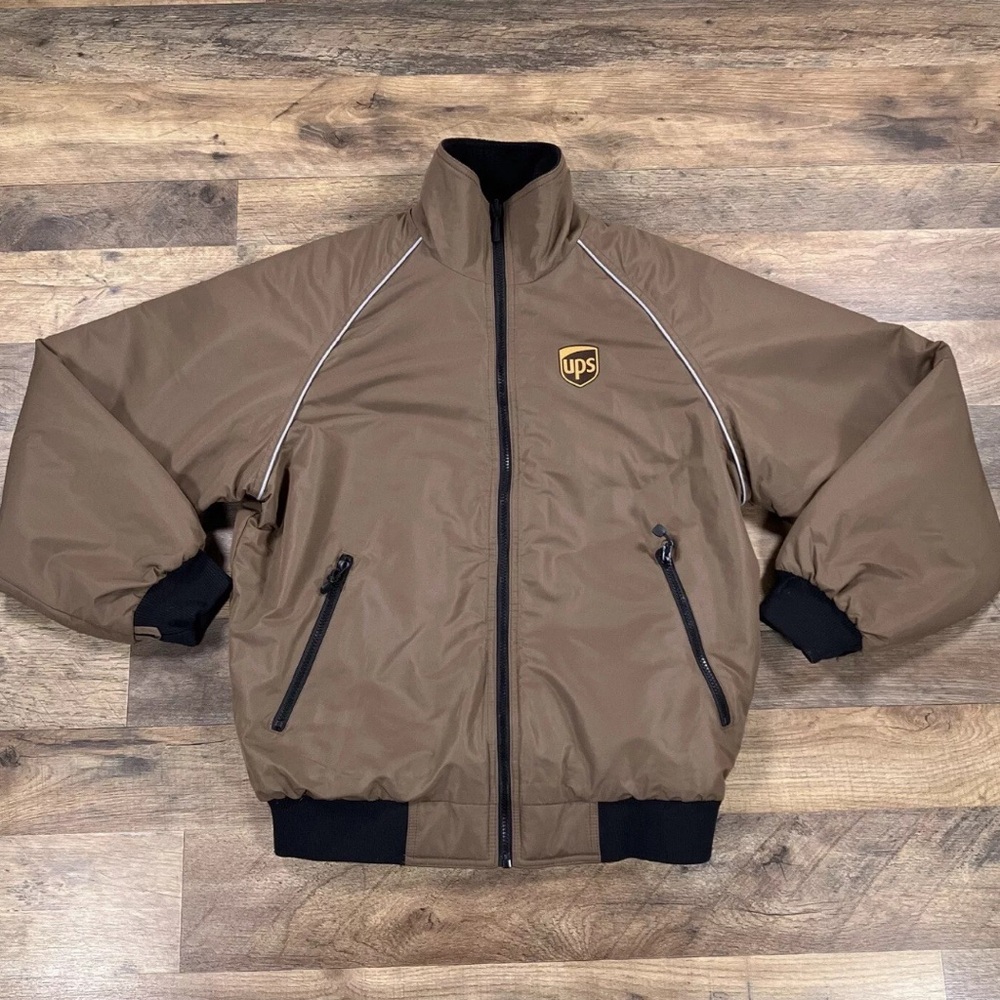 UPS Bomber Jacket Mens Small Brown Polyester Work Wearguard
